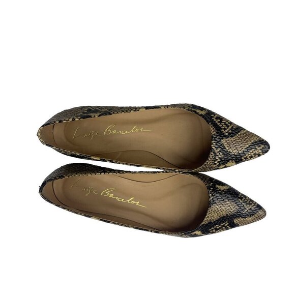 LUIZA BARCELOS Classic Python Embossed Pointed Toe Ballet Flats animal Print s 6 - Picture 3 of 13